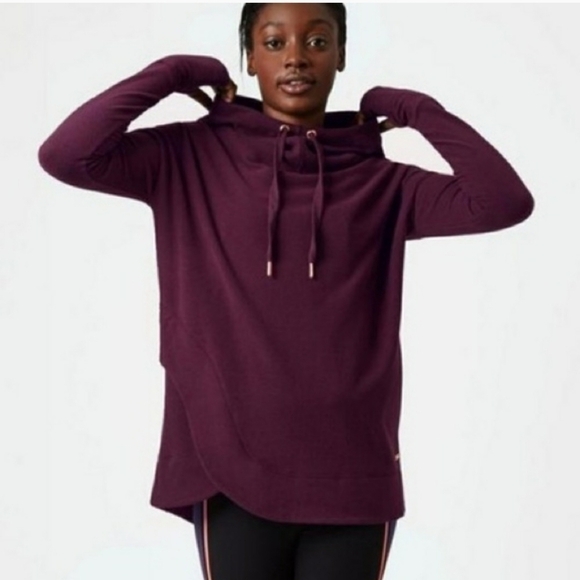 Sweaty Betty Fleece Luxe Invigorate Hoodie Funnel Neck Size Small - Picture 2 of 16